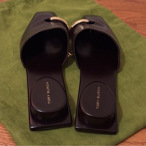Tory Burch Dark Brown Mules with Gold Detail - Picture 4 of 8